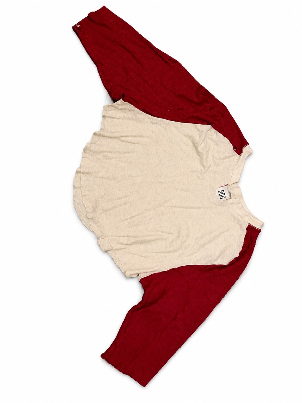 BDG Two-Tone Red Sleeve Cream Body Crop Top Urban Outfitters